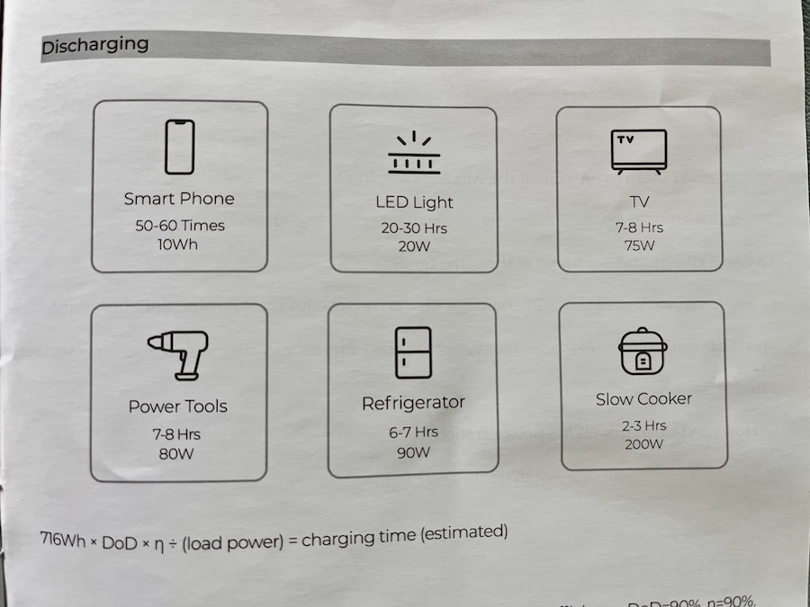 EB70s device charging capacity