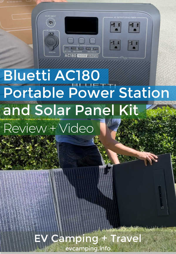 Bluetti AC180 Portable Power Station Review and 200W Solar Panel Kit Review Video for Camping and Road Trips | EV Camping + Travel