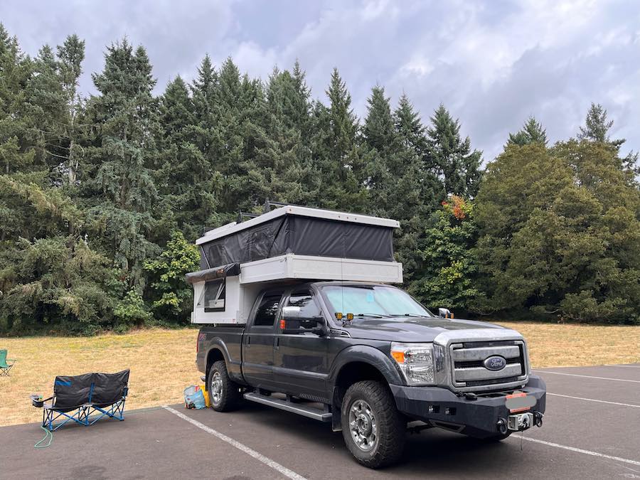 truck camper pop up at Champoeg group site