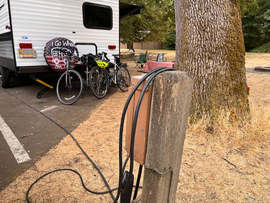 trailer being charged from electric hookup