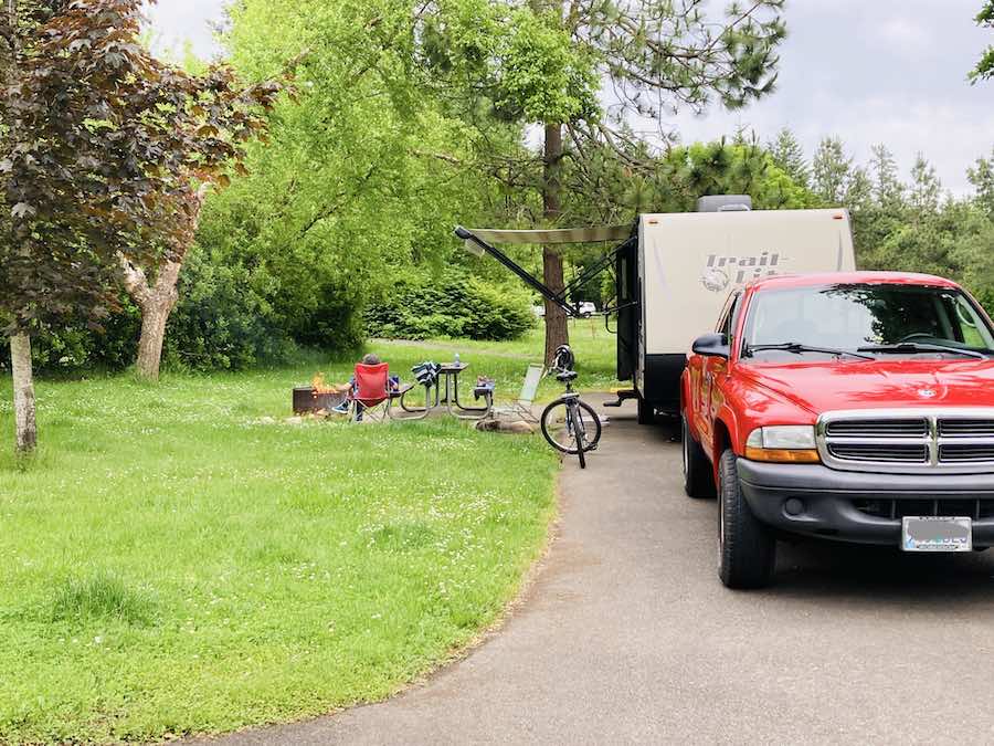 trailer at RV site Champoeg