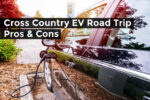 black electric vehicle at a charging station | Cross Country EV Road Trip Pros & Cons | EV Camping + Travel